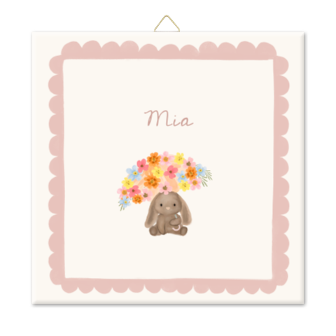 Geboortegeltje 15cm bloemenparaplu zomer lente knuffelkonijn