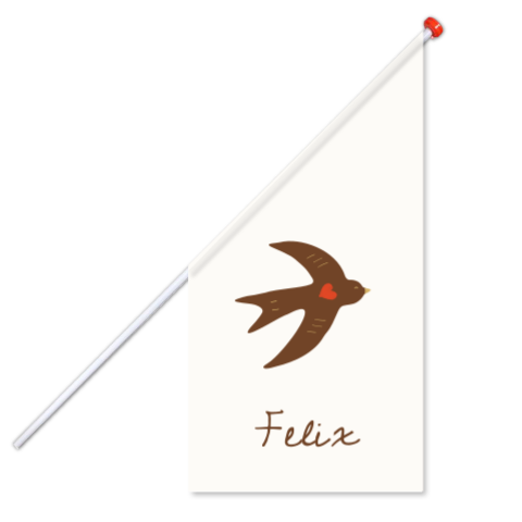 Geboortevlag 60x60x120cm boho vogel bruin neutraal