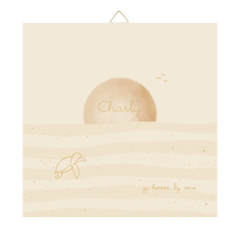 Geboortetegeltje 15cm zeethema schildpad zee zon glinstering