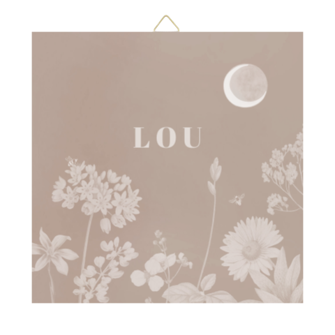 Geboortetegeltje 15x15cm keramiek wilde bloemen beige meisje