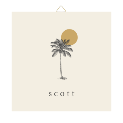 Geboorte tegeltje 10x10cm keramiek palmboom naam