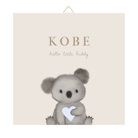 Geboortetegeltje koala aquarel hartje kraamkado