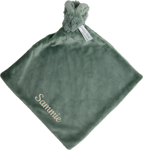 Groene Happy Horse knuffeldoek 28cm geborduurde naam