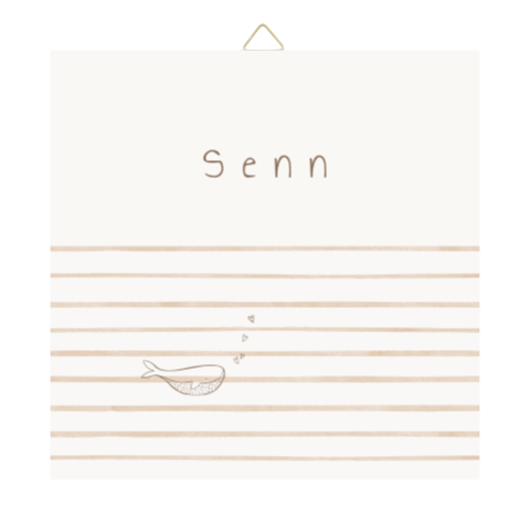 Geboortetegeltje 15cm walvis hartjes streepjes kraamkado