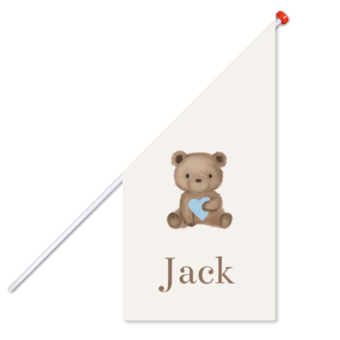 Geboortevlag teddybeertje 60x60x120cm kioskvlag geboorteaankondiging