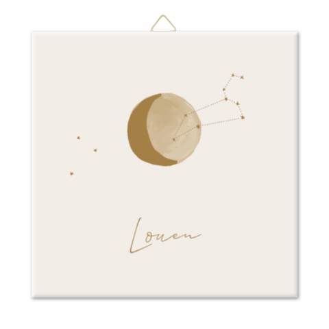 Geboortetegeltje keramiek sterrenbeeld beige maan sterretjes