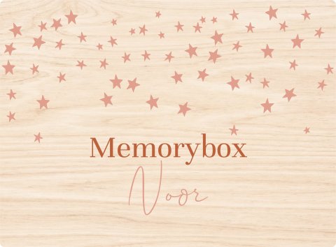 Memorybox met roze sterren en naam