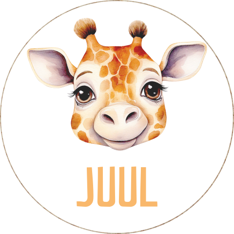 Tandendoosje van hout met giraffe en naam