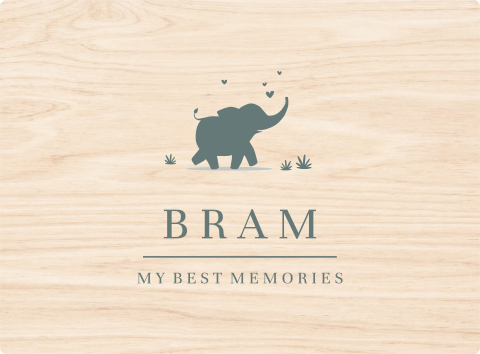 Memorybox met silhouet olifantje en naam