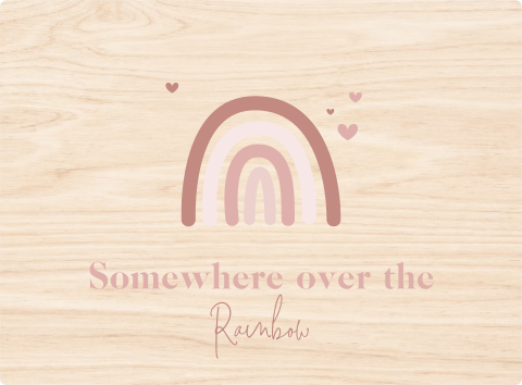 Memorybox met roze regenboog en lieve tekst