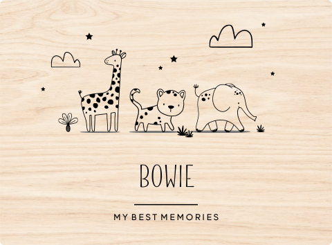 Memorybox met illustraties jungledieren en naam
