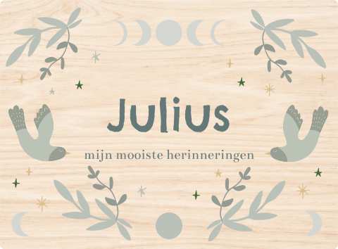 Speelse memorybox met vogels, takjes en naam