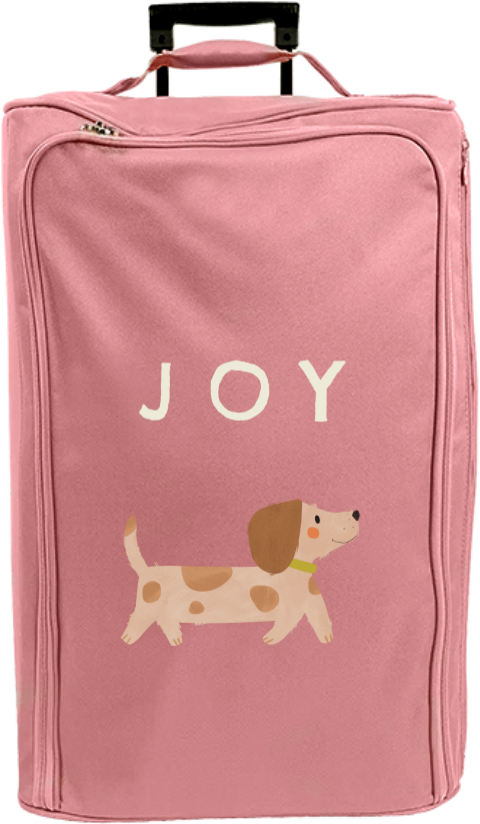 Vrolijke reistrolley XL met naam en teckel
