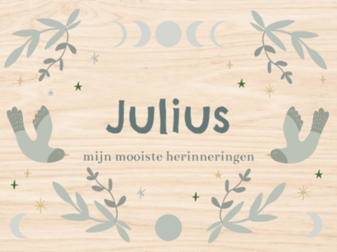 Speelse memorybox met vogels, takjes en naam