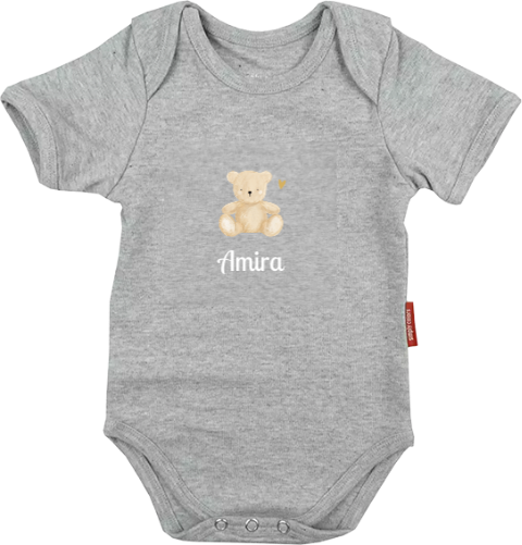 Lief rompertje met zittend beertje en hartje