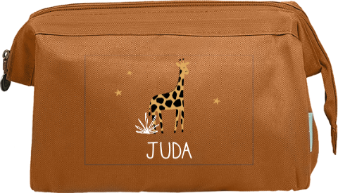 Toilettas met naam, initiaal en giraffe