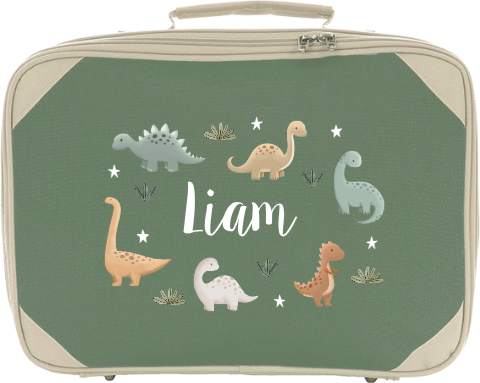 Koffertje met naam en dino's