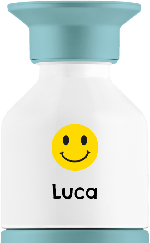 Dopper Thermosfles met gele smiley en naam