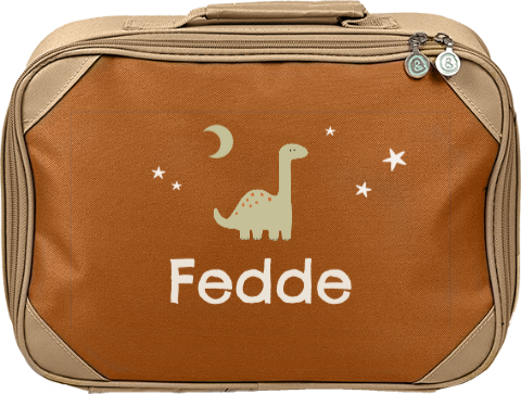 Stoer koffertje met naam en dino