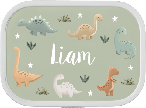 Stoere Mepal broodtrommel Campus met dino's en naam