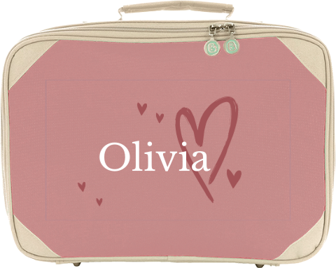Lief koffertje met naam en hartjes