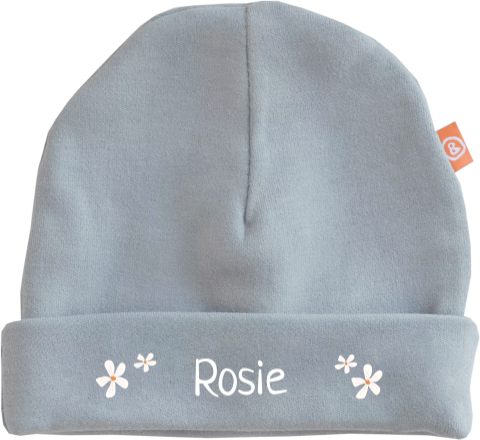 Babymuts met bloemetjes en naam
