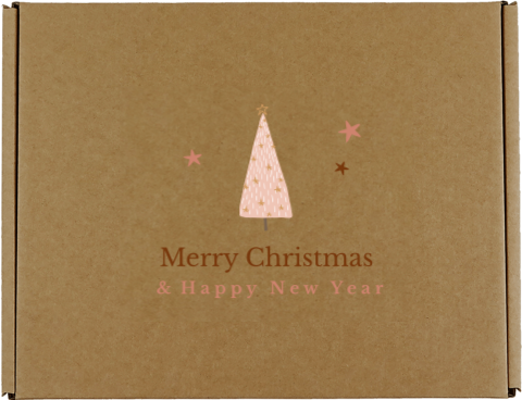 Kerst cadeaudoos met kerstboom en tekst