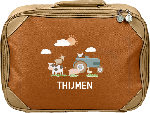 Stoer koffertje met naam en boerderijdieren