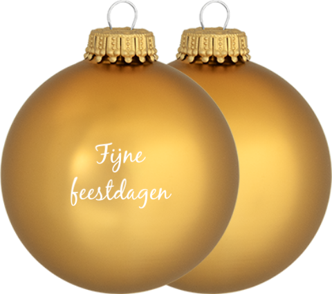 Glazen kerstbal met tekst 'fijne feestdagen'
