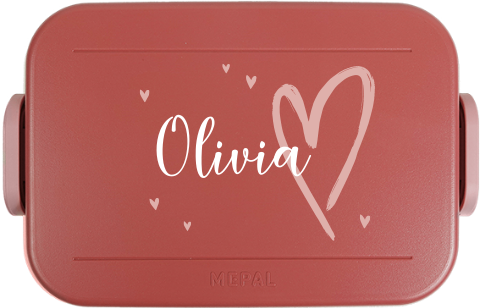 Mepal lunchbox To Go met naam en lieve hartjes