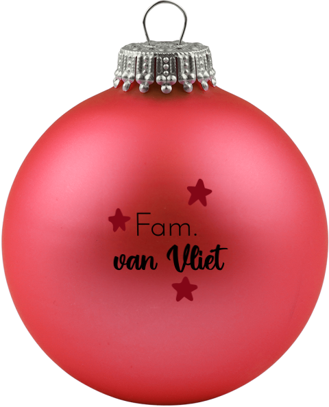 Glazen kerstbal familienaam en sterren