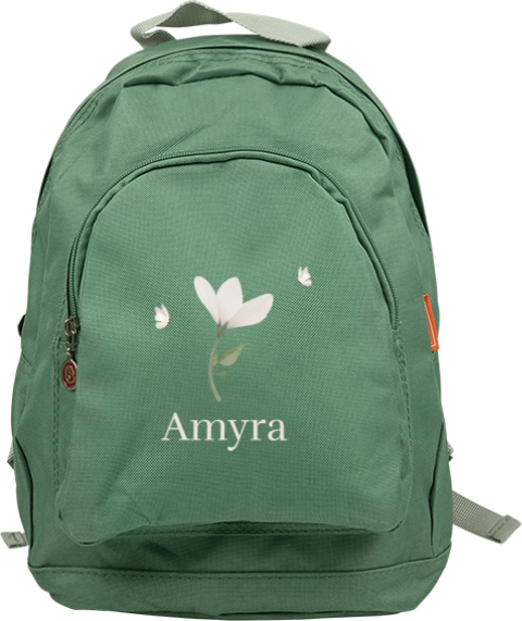 Rugtas Junior met naam bloem en vlinders