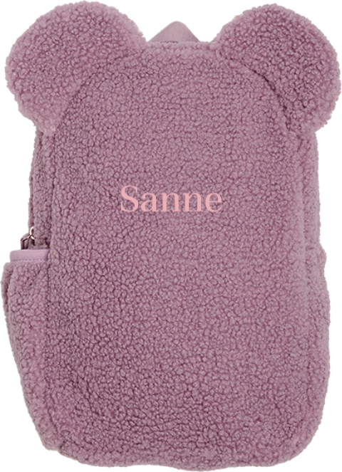 Teddy rugtas met naam en oortjes