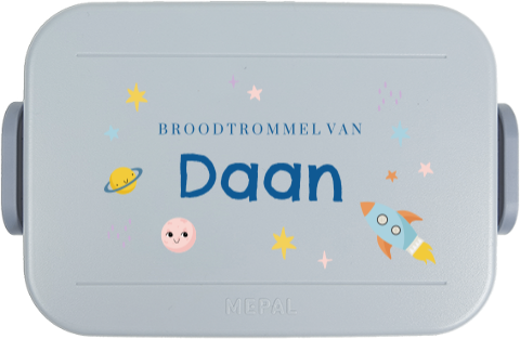 Mepal lunchbox To Go met maan, sterren en raket en naam