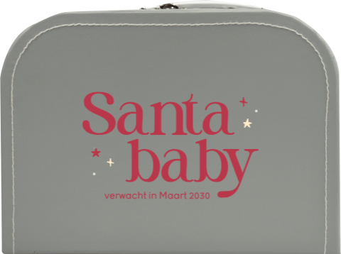 Zwangerschapsaankondiging op kinderkoffertje kerst 'Santa baby'