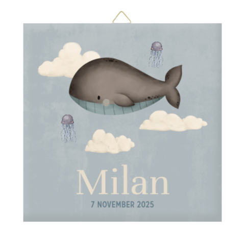 Geboortetegeltje met walvis