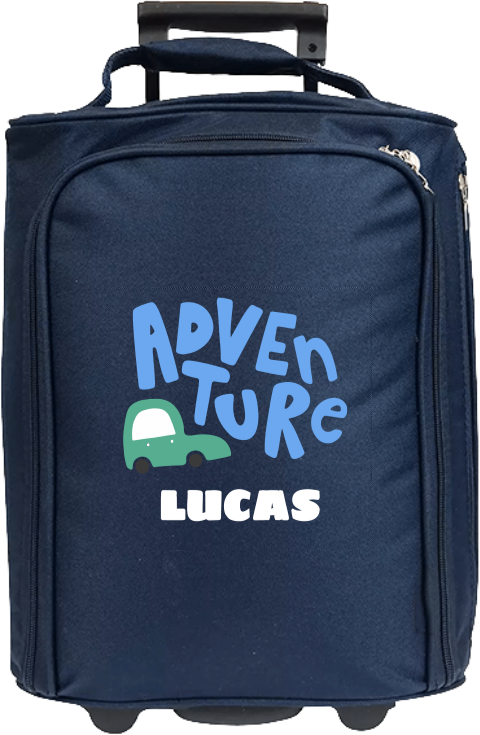Avontuurlijk reistrolley met naam en auto