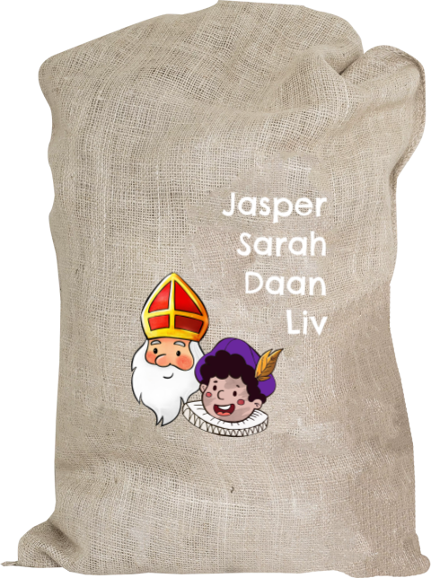 XL Jute Sinterklaas zak met naam - 60x100 cm