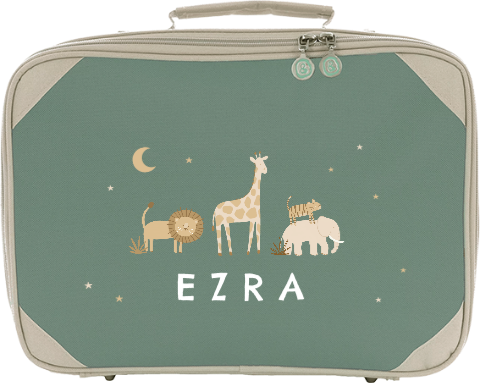 koffertje met jungledieren, sterren en maan