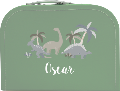 Speelgoedkoffertje met naam en dino's