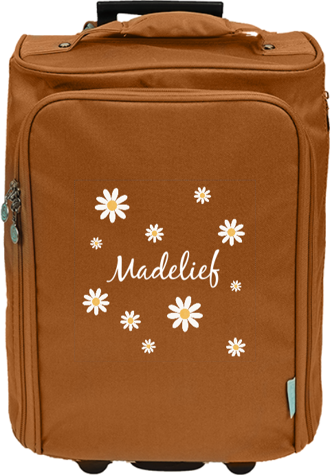 Reistrolley met naam en madeliefjes