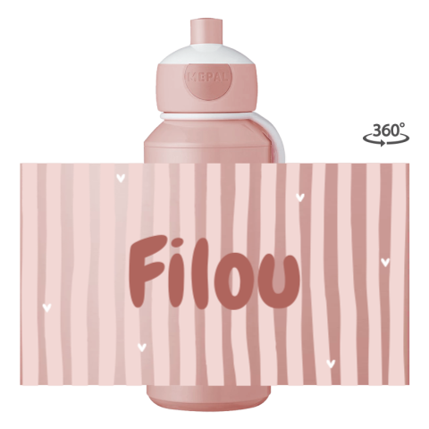 Mepal pop-up drinkfles Campus met oudroze strepen en hartjes