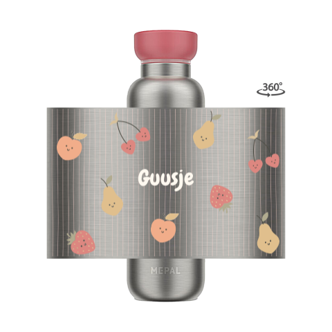 Mepal isoleerfles met naam en vrolijke fruitillustraties