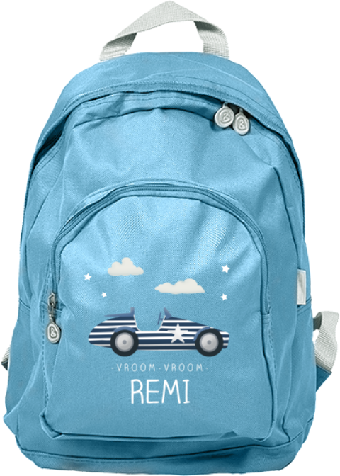 Rugzak Junior met naam en race auto