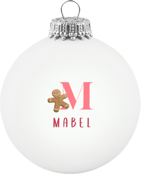 Kerstbal met naam en koekmannetje