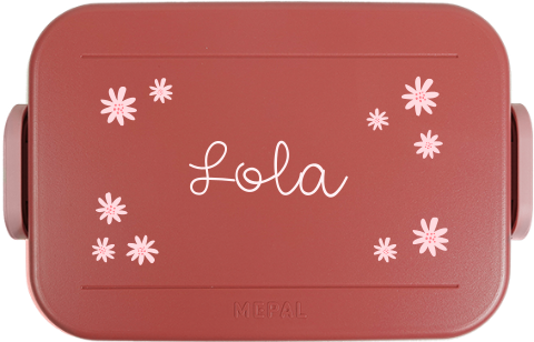 Mepal broodtrommel to go met madeliefjes en naam