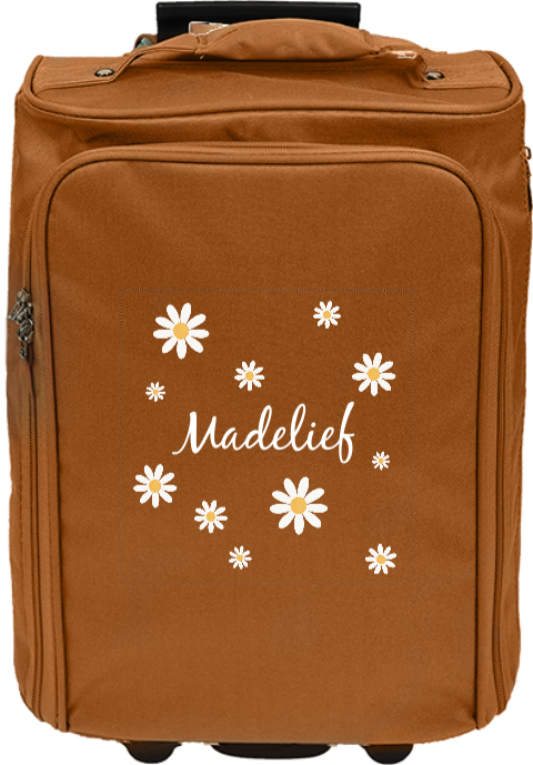 Reistrolley met naam en madeliefjes