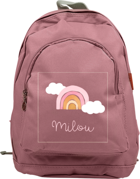 Lieve rugzak junior met regenboog, wolkjes en naam