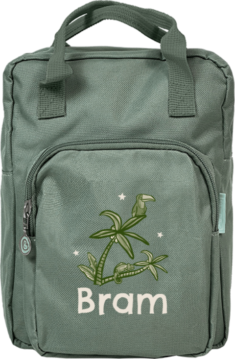 Rugzak Classic met naam en toekan op palmboom