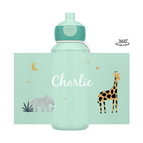Mepal pop-up drinkfles Campus met jungledieren en naam